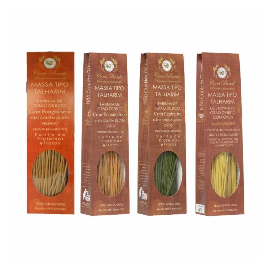 Kit 4 Talharine Grão de Bico Ceres: Tradicional, Espinafre, Tomate, Funghi