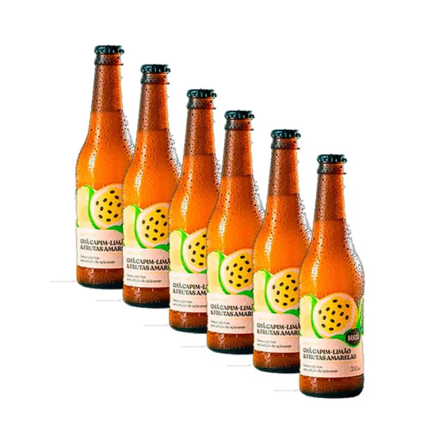 Kit 6x: Chá de Capim Limão com Frutas Amarelas Gaseificado Brazô 350ml