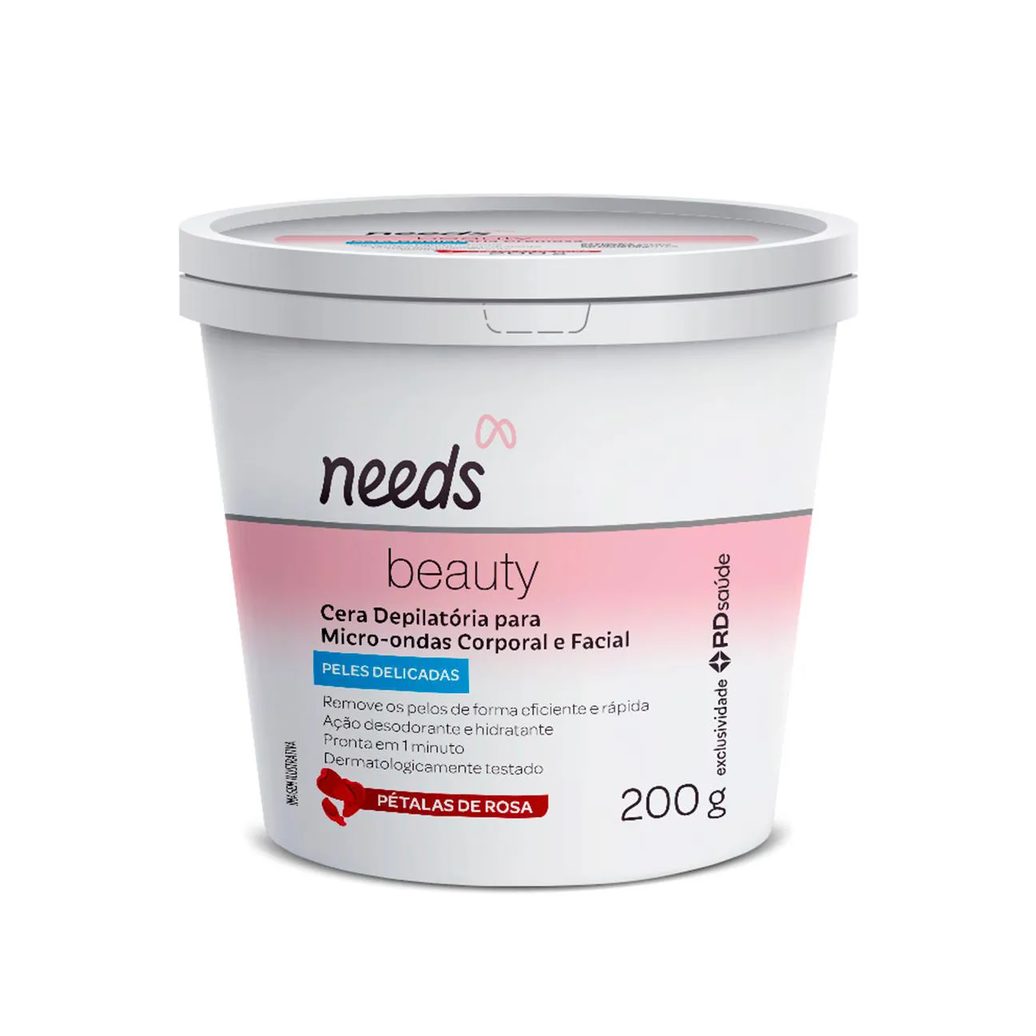 Cera Depilatória de Microondas Needs Beauty Facial e Corporal Peles Delicadas 200g