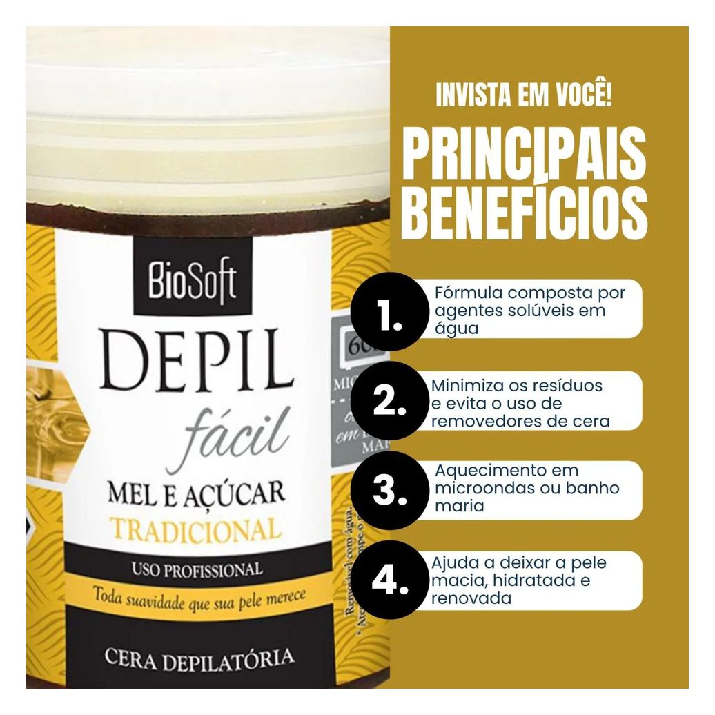 Cera Depilação Hidrossoluvel Virilha Axila Corpo Fácil Remoção