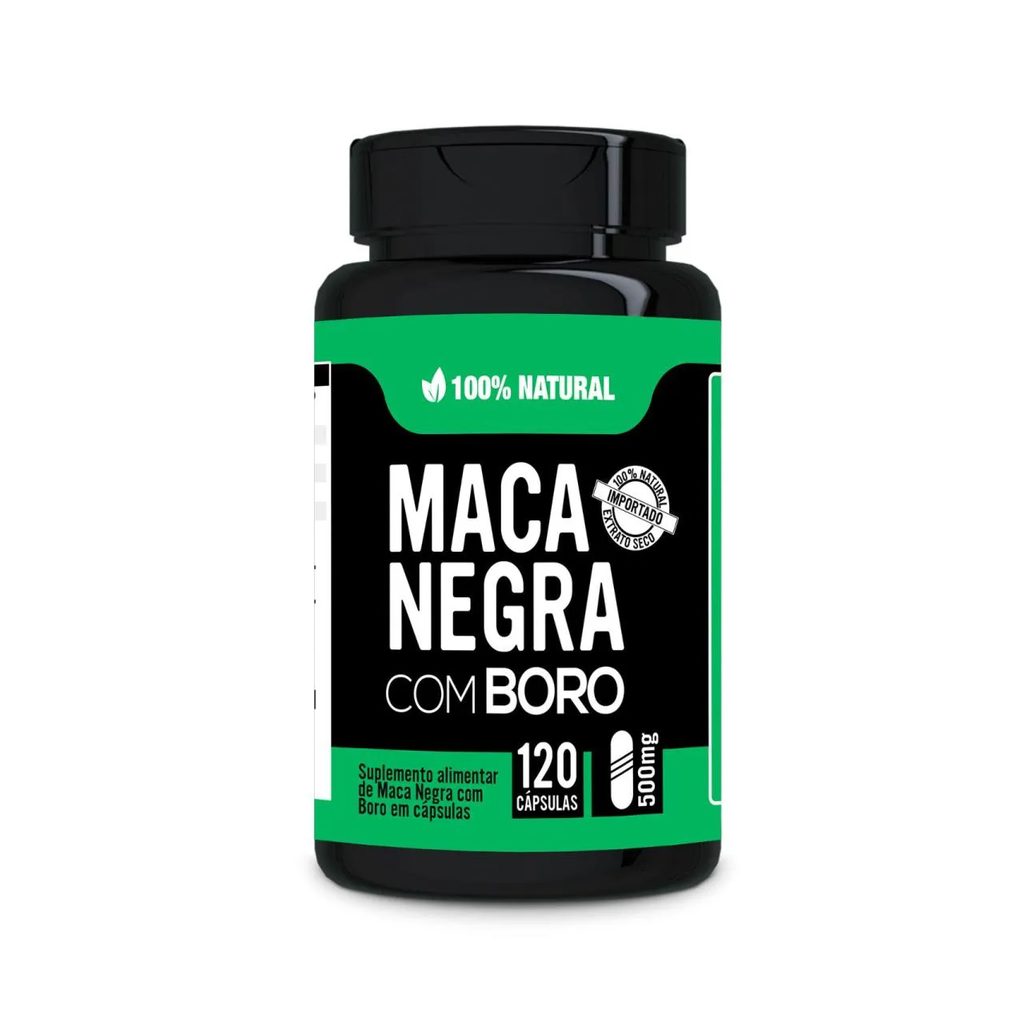 Maca Negra com Boro + Vitaminas B6 + D + Zinco 100% Natural 120 cápsulas