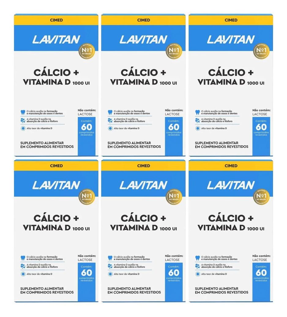 Kit 6 Lavitan Cálcio + Vitamina D 1.000 UI com 60cpr - Cimed