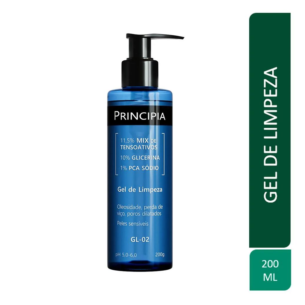 Kit Facial Principia Skincare Protetor Solar PS-01 FPS 60 40ml + Gel de Limpeza Suave GL-02 200g+ Sérum Anti-Idade NC-10 30ml + Gel Hidratante GH-01 50g