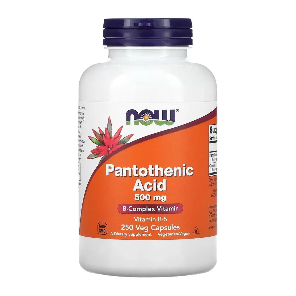 Pantothenic Acid Ácido Pantotênico 500mg 250 Vcaps Now Foods