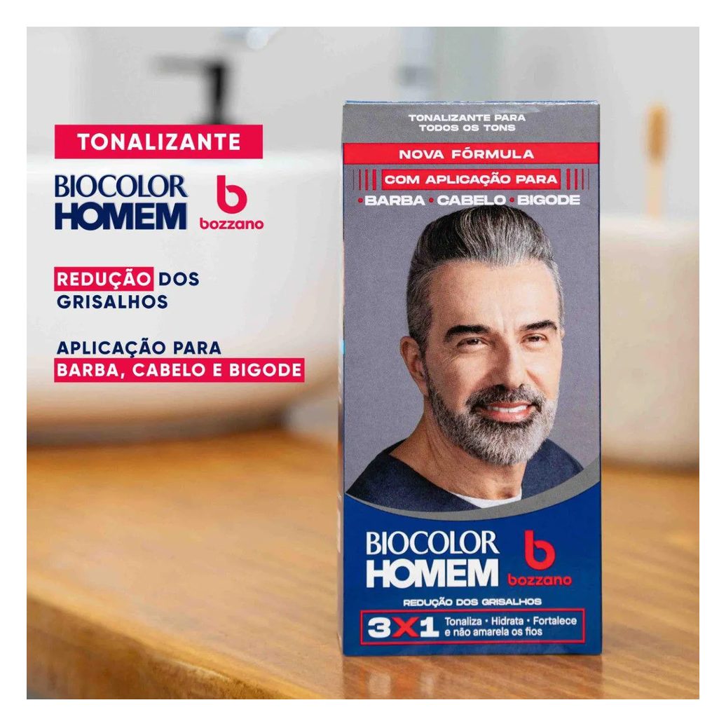 Tonalizante de Cabelo Biocolor Homem Bozzano - Redução dos Grisalhos