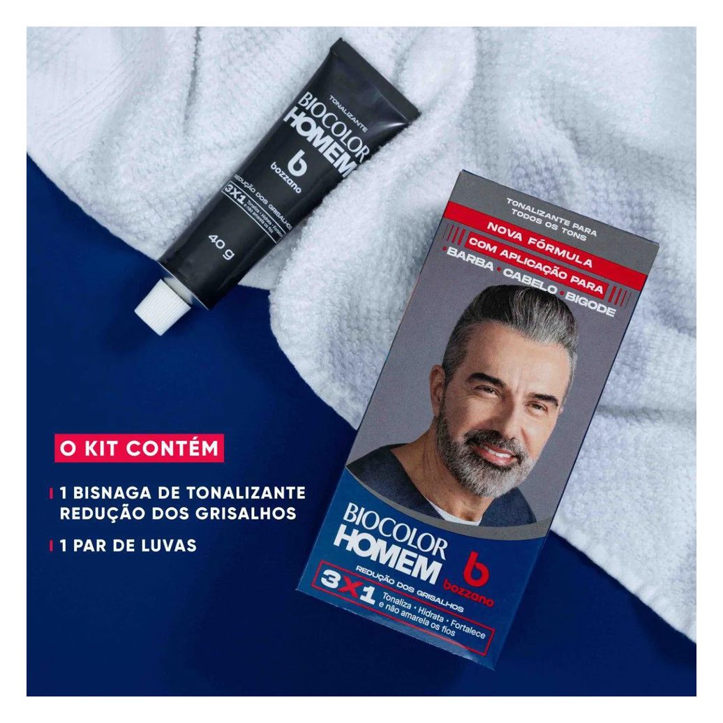 Tonalizante de Cabelo Biocolor Homem Bozzano - Redução dos Grisalhos