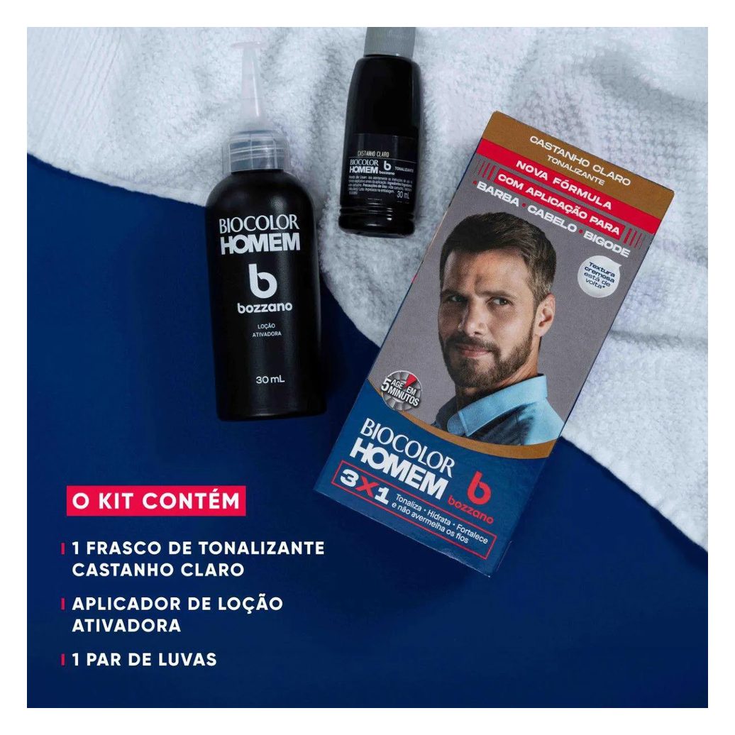 Tonalizante de Cabelo Biocolor Homem Bozzano - Castanho Claro