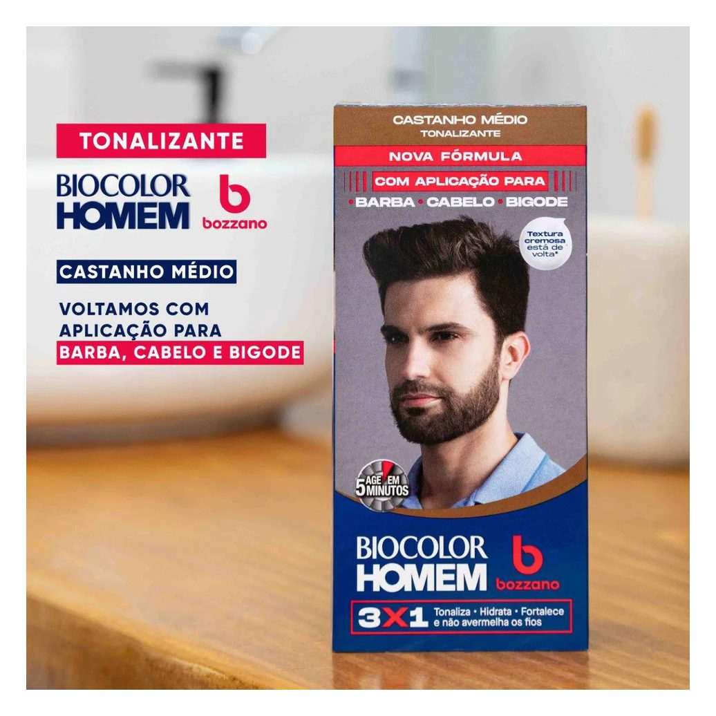 Tonalizante de Cabelo Biocolor Homem Bozzano - Castanho Médio