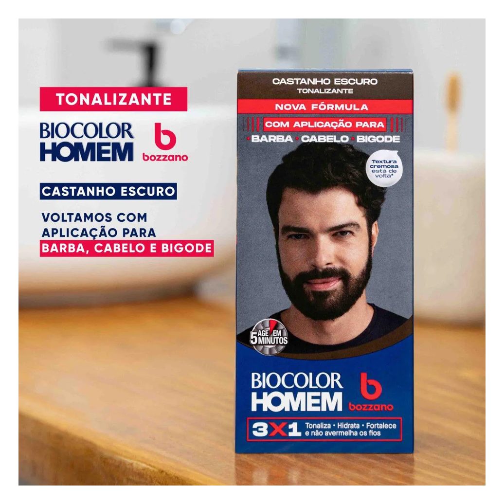 Tonalizante de Cabelo Biocolor Homem Bozzano - Castanho Escuro