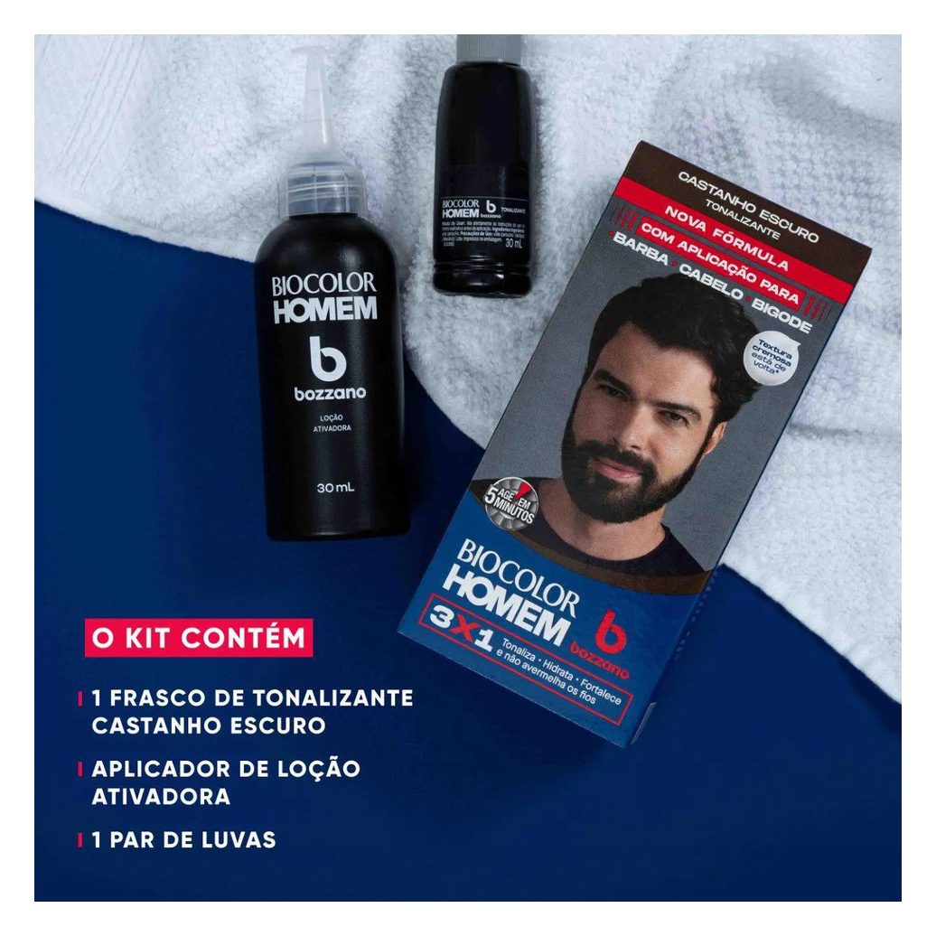 Tonalizante de Cabelo Biocolor Homem Bozzano - Castanho Escuro