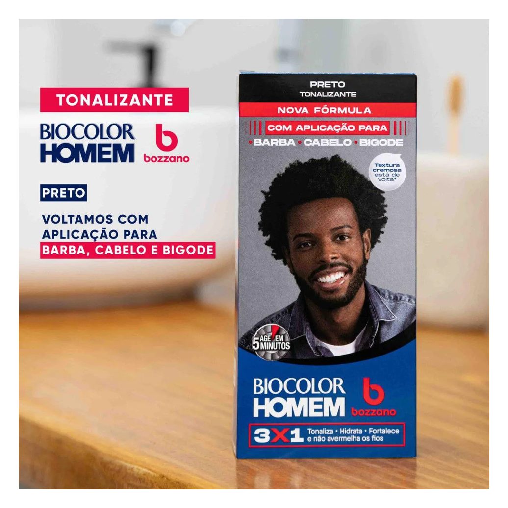 Tonalizante de Cabelo Biocolor Homem Bozzano - Preto