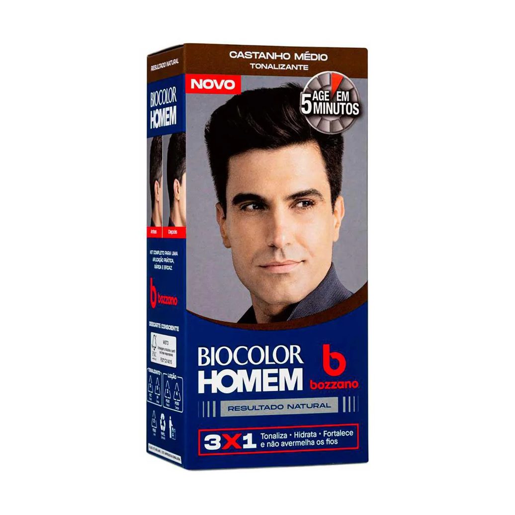 Tonalizante de Cabelo Biocolor Homem Bozzano - Castanho Médio