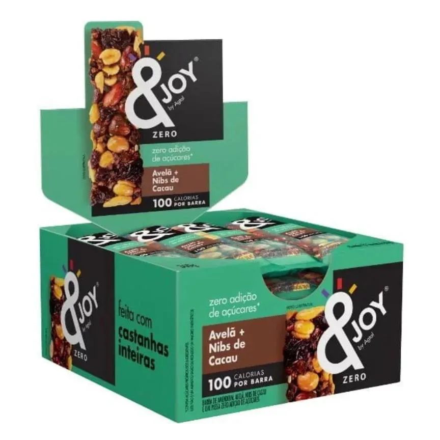 Barra Zero Açúcar Avelã E Nibs De Cacau Display 12uni De 25g - &joy