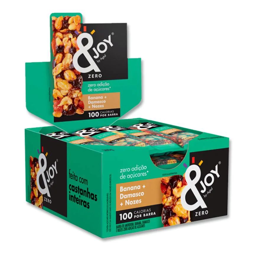 Barra Zero Açúcar Banana + Damasco E Nozes Display 12uni De 25g - &joy