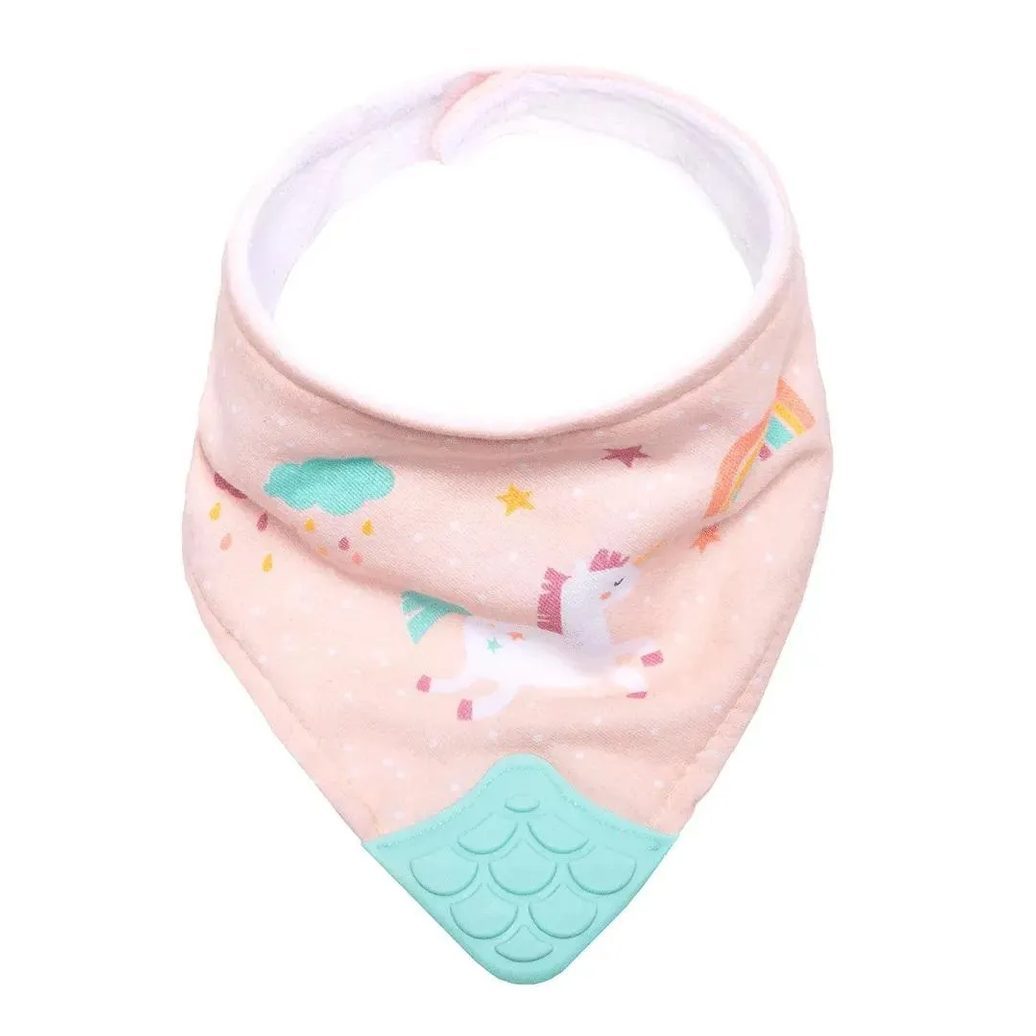Babador Bandana C/mordedor Magic Unicórnio Rosa Buba