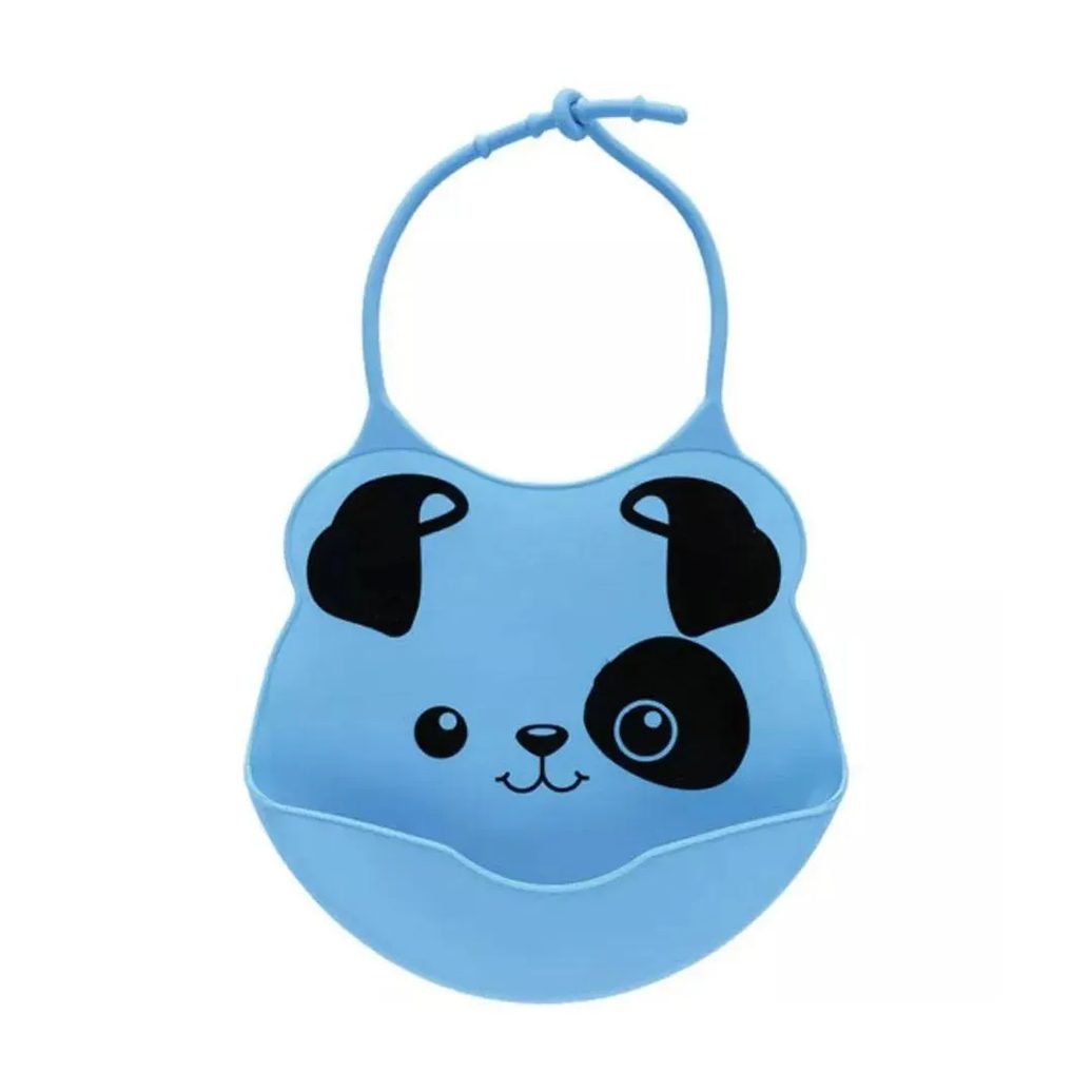 Babador Silicone Com Pega Migalhas Cachorro Azul Buba