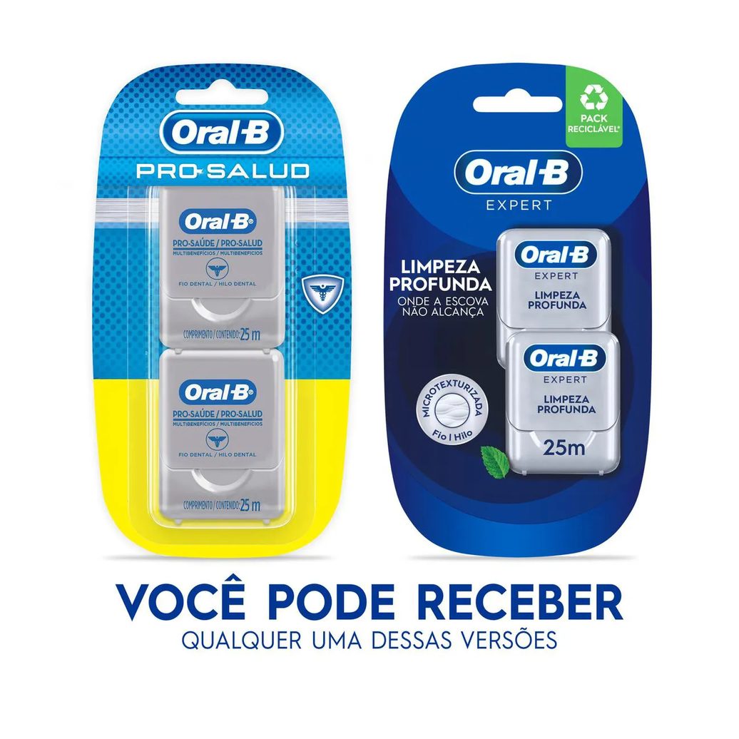 Fio Dental Oral-B Expert Limpeza Profunda Sabor Menta 2 unidades de 25m cada