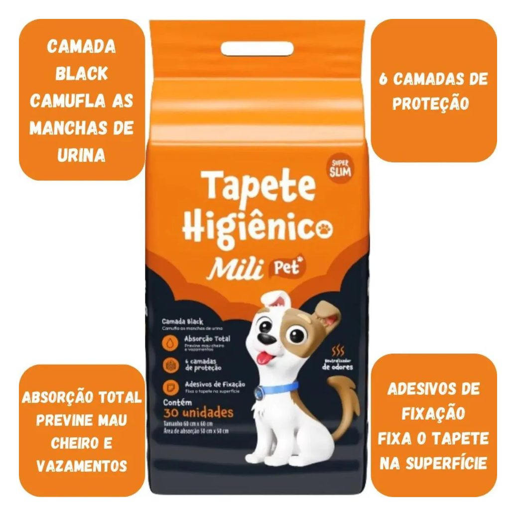 2 Un Tapete Higienico Pet Mili Neutralizador de Odores 30 Un