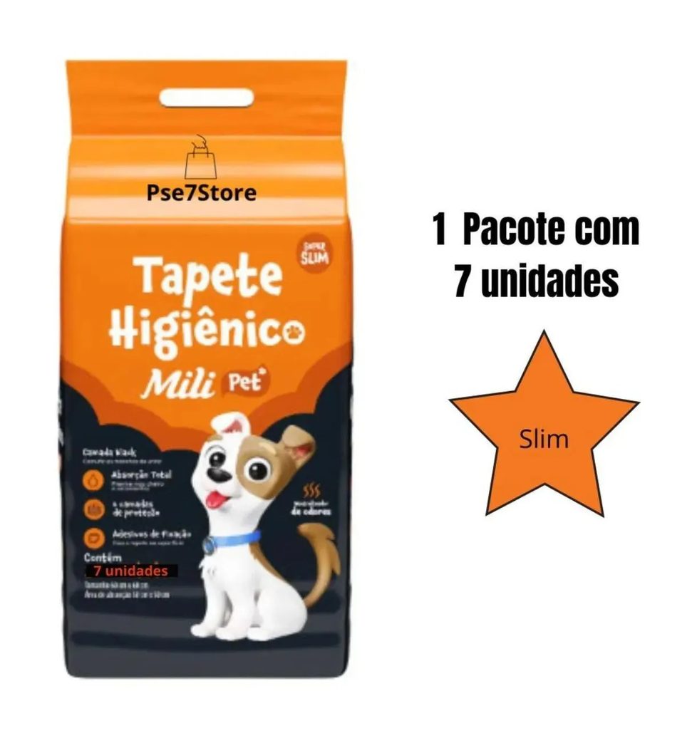 6 Un Tapete Higiênico Pet Super Slin Mili com 7un
