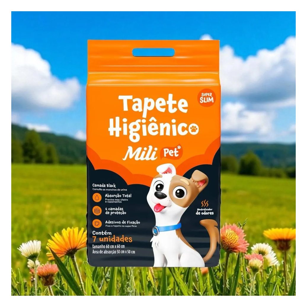 6 Un Tapete Higiênico Pet Super Slin Mili com 7un