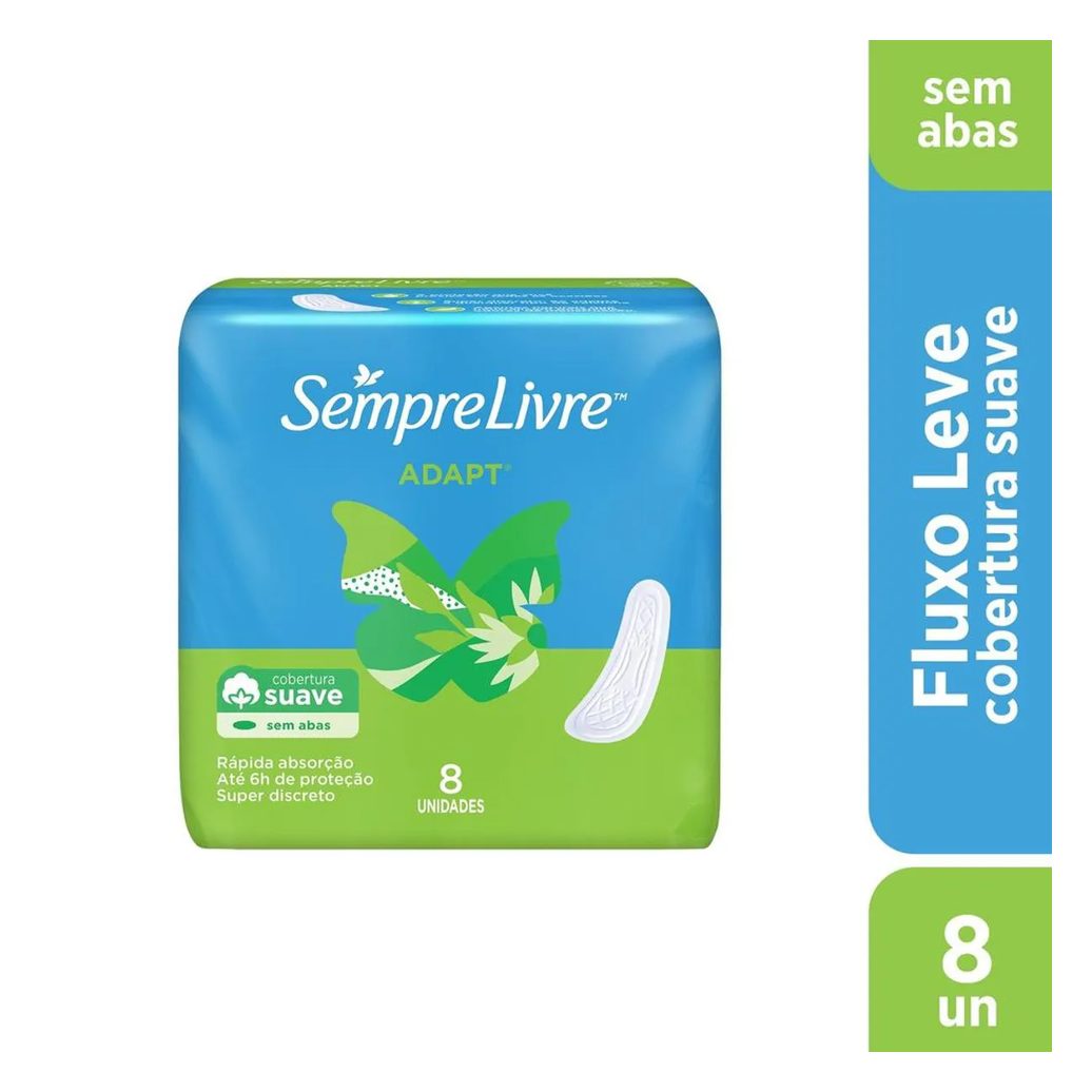 Absorvente Sempre Livre Adapt Cobertura Suave Sem Abas com 8 unidades