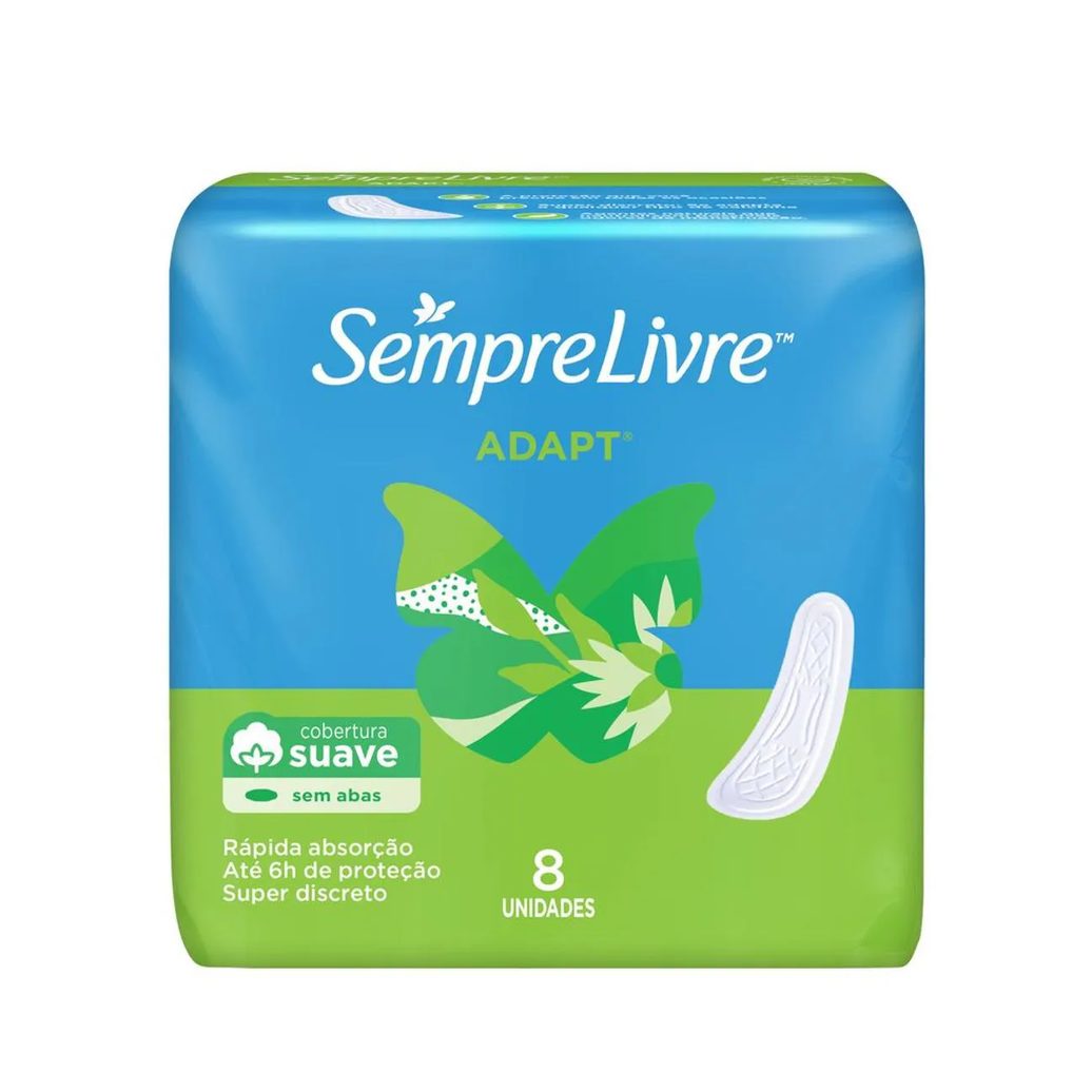 Absorvente Sempre Livre Adapt Cobertura Suave Sem Abas com 8 unidades