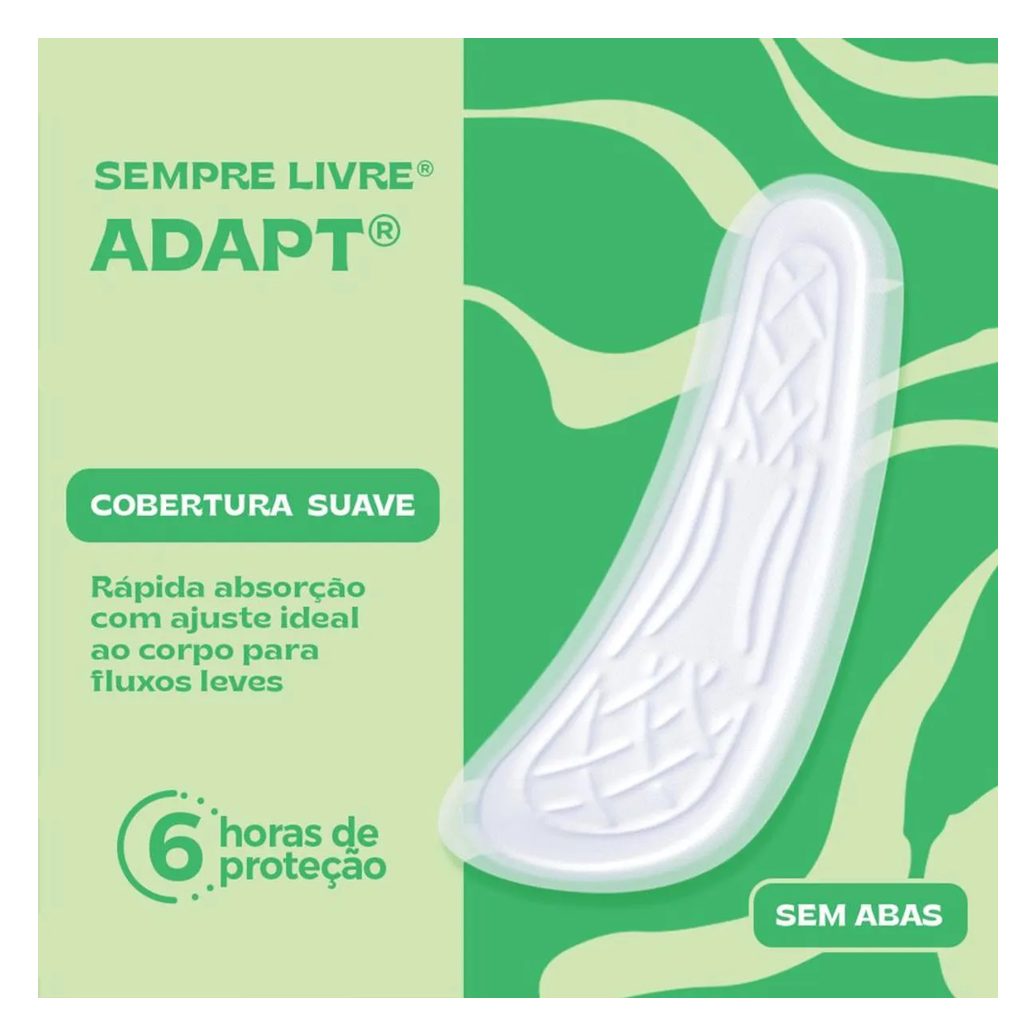 Absorvente Sempre Livre Adapt Cobertura Suave Sem Abas com 8 unidades