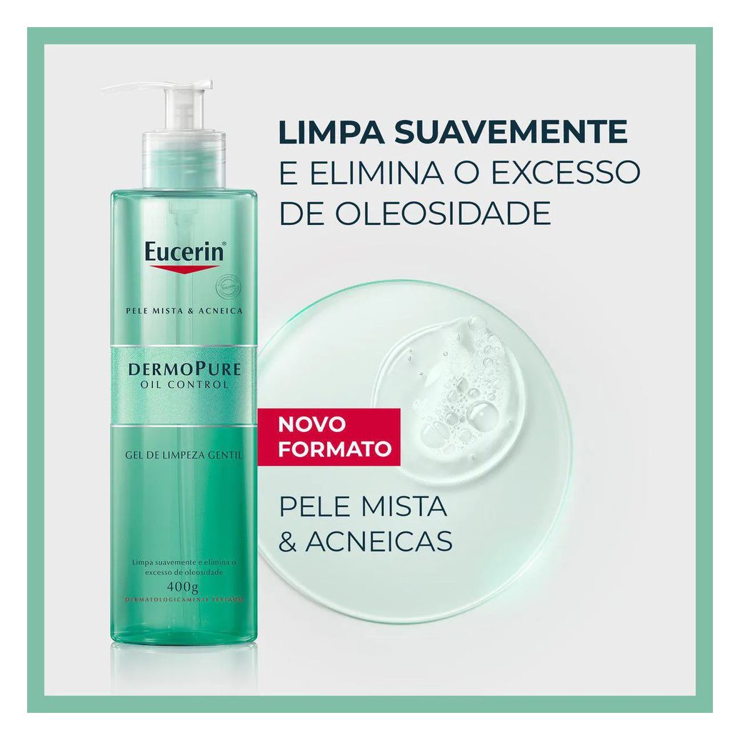 Kit Facial Eucerin Gel de Limpeza Dermo Pure Gentil 400g + Sérum Anti-Idade Hyaluron-Filler Epigenetic 30ml + Protetor Solar Fluido FPS 60 Hydro Fluid 50ml