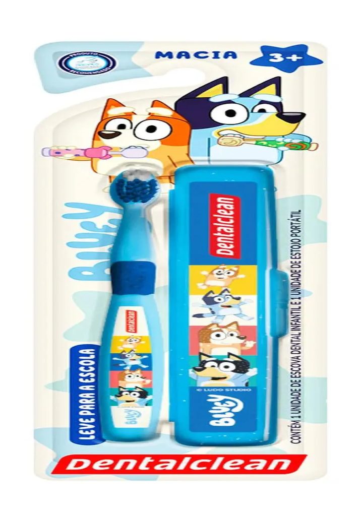 Escova Dente Bluey E Estojo Porta Escova Escolar Dentalclean