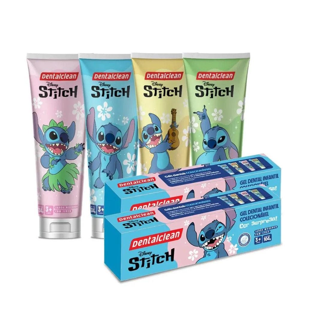 Gel Dental Infantil Dentalclean Stitch Sabor Morango 104g