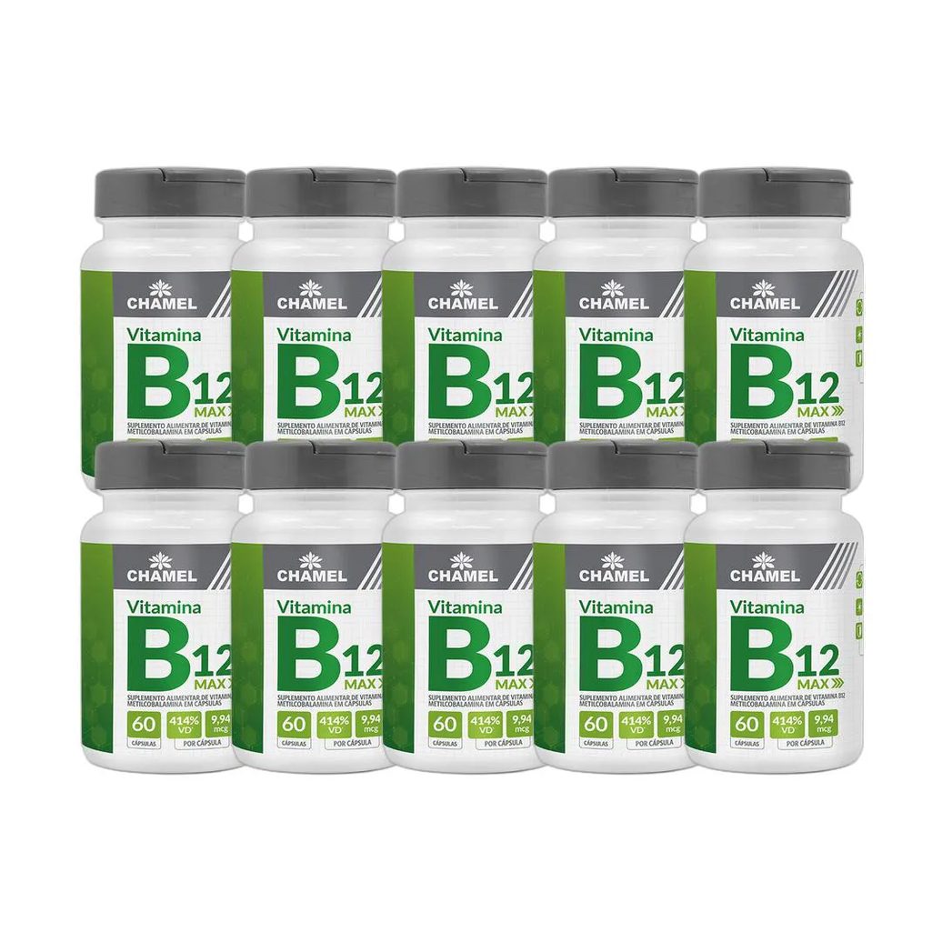 Kit 10X Max Vitamina B12 Metilcobalamina 60 Cps - Chamel