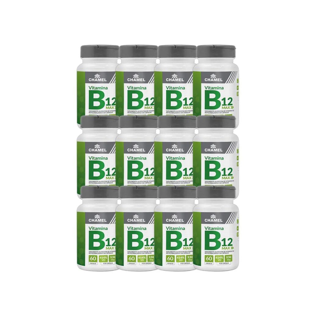 Kit 12X Max Vitamina B12 Metilcobalamina 60 Cps - Chamel
