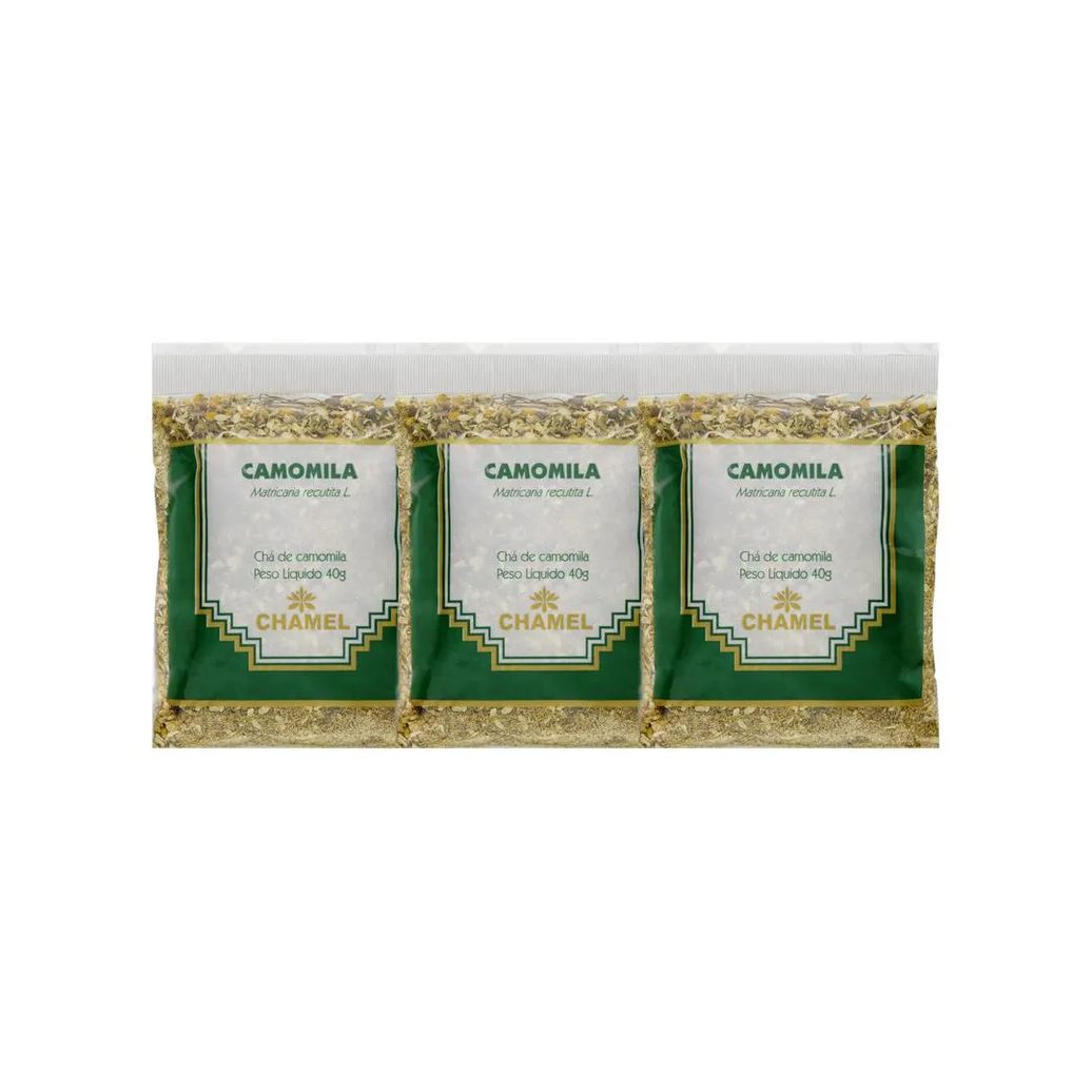 Kit 3X Chá Pacote Camomila Flores 40G - Chamel