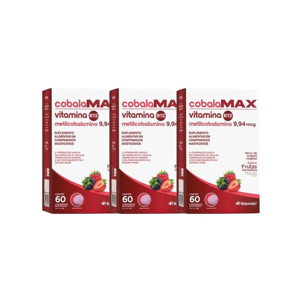Kit 3X Vitamina B12 Metilcobalamina 60 Cpr - Herbamed