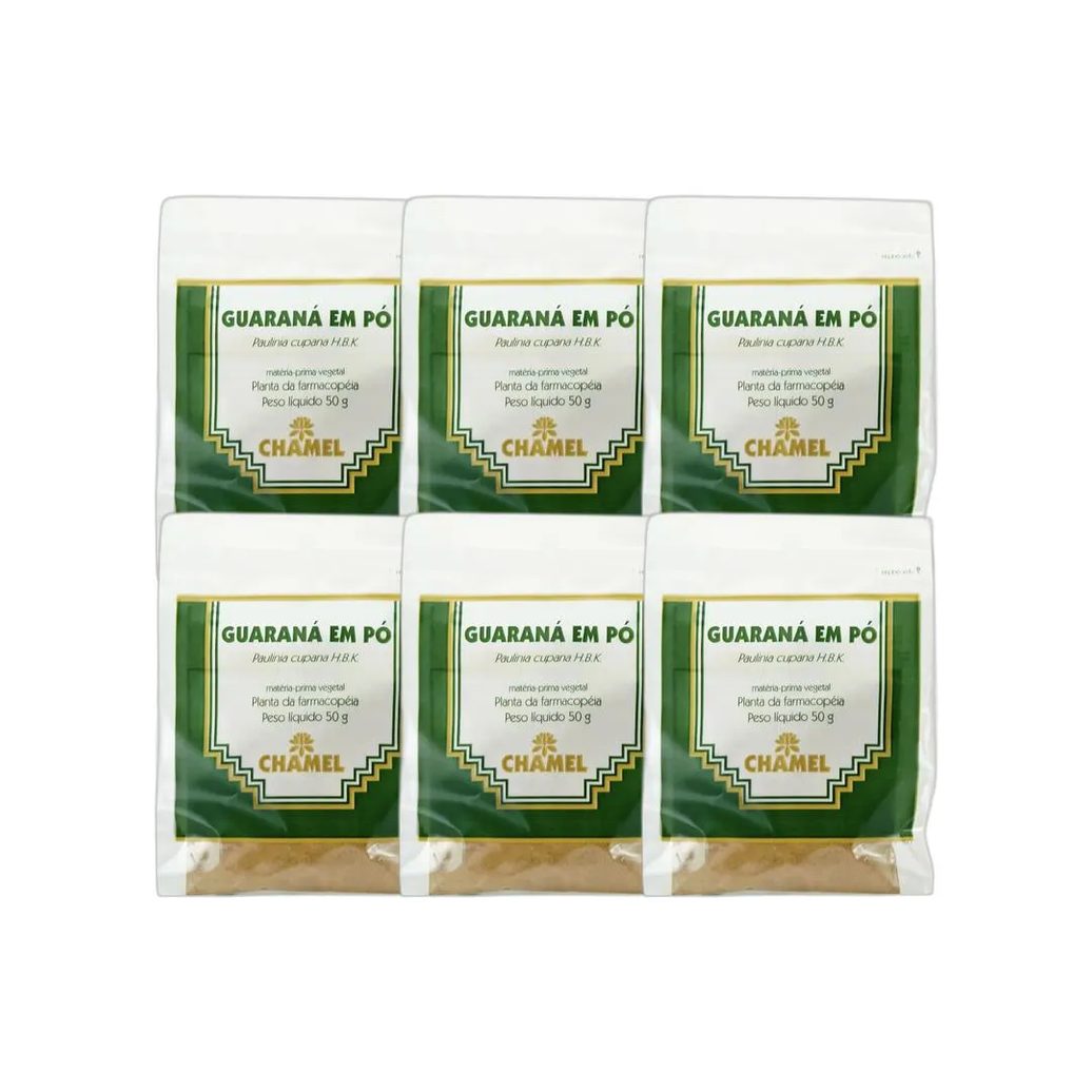 Kit 6X Pacote De Guarana Em Pó 50G - Chamel