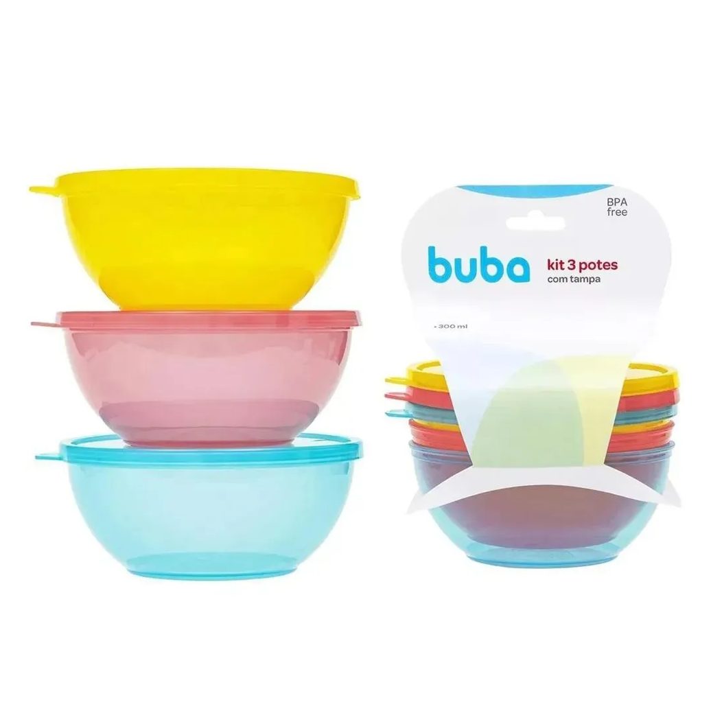 Kit 3 Potes Bowls Coloridos Buba