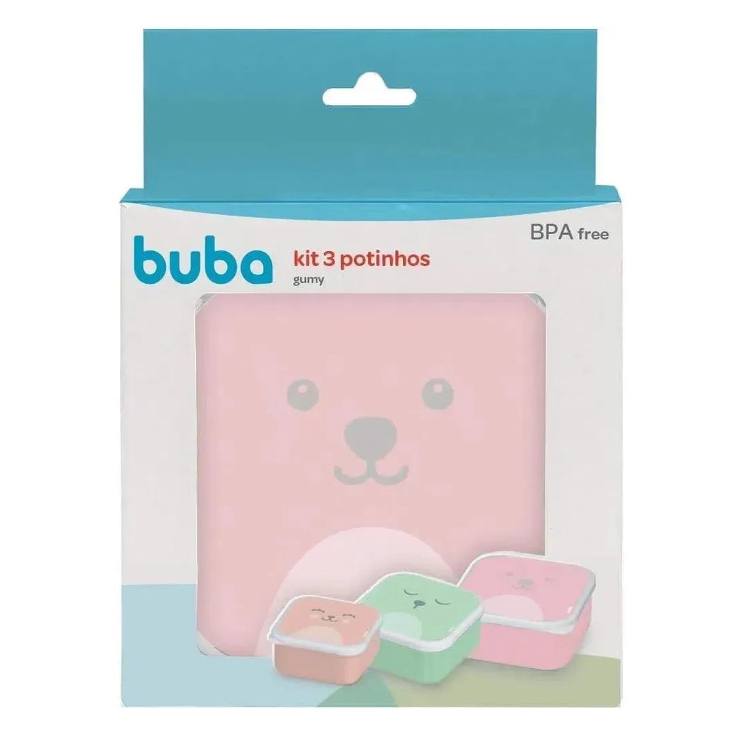 Kit 3 Potinhos Gumy Rosa Buba