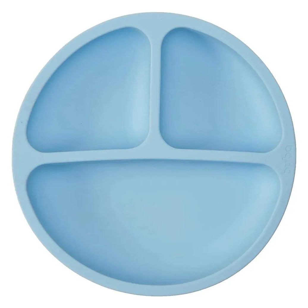 Prato Silicone Com Divisória E Ventosa Azul Buba