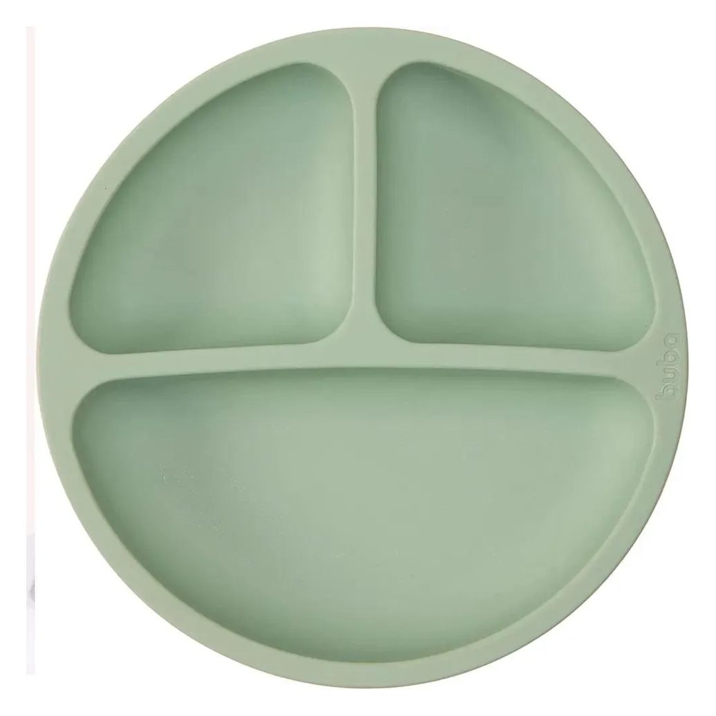 Prato Silicone Com Divisória E Ventosa Verde Buba