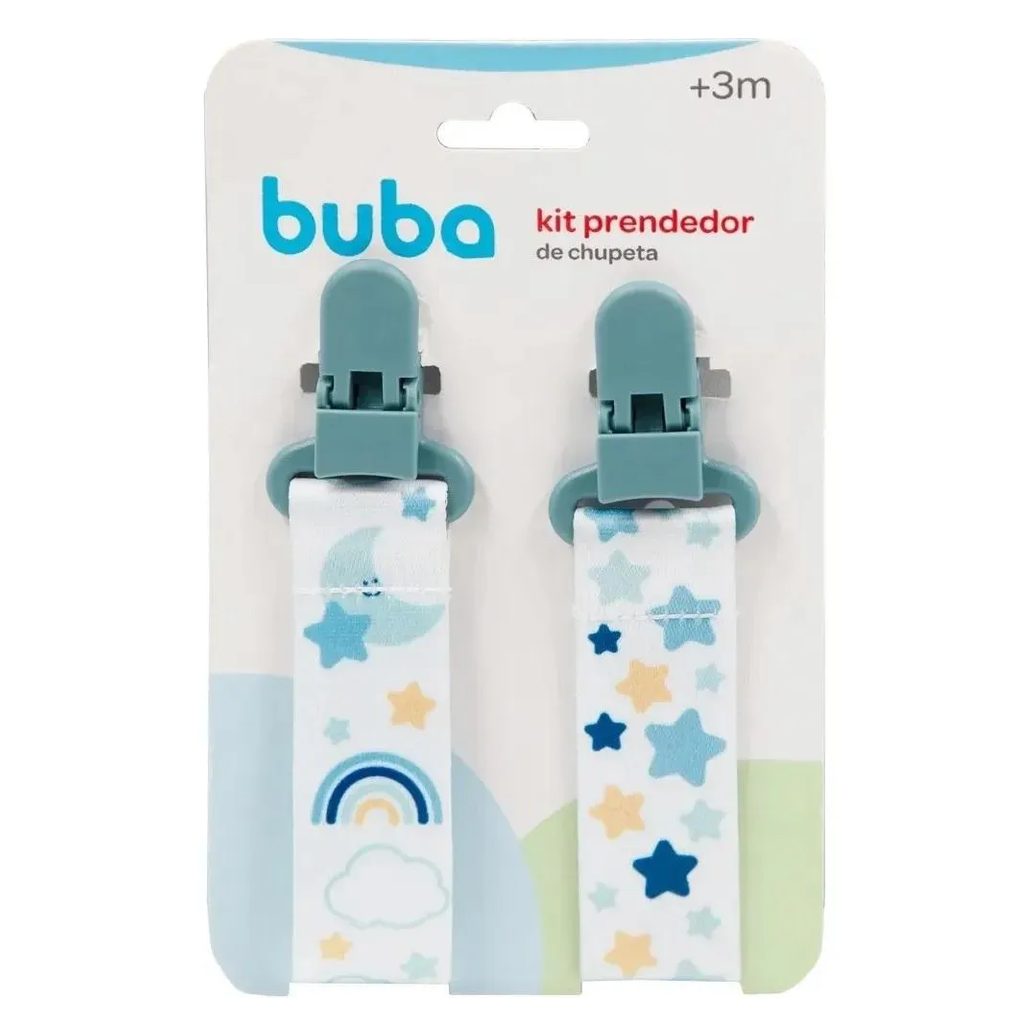 Prendedor De Chupeta 2Und Estrelas Azul Buba