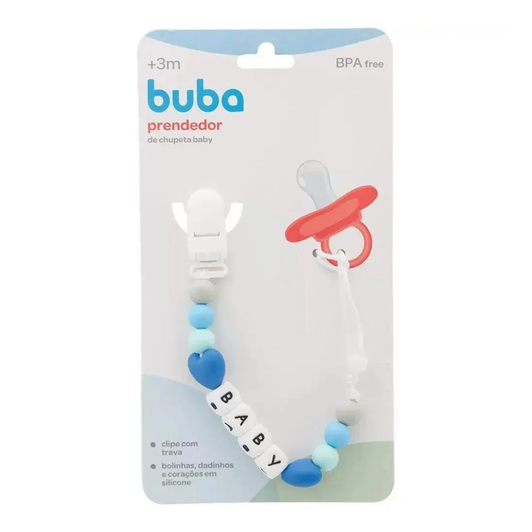Prendedor De Chupetas Baby Azul Buba