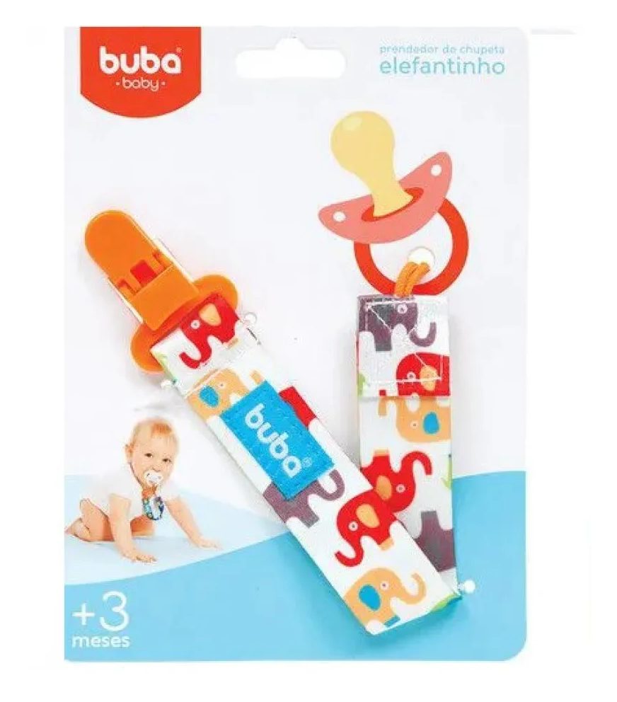 Prendedor De Chupetas Elefante Laranja Buba
