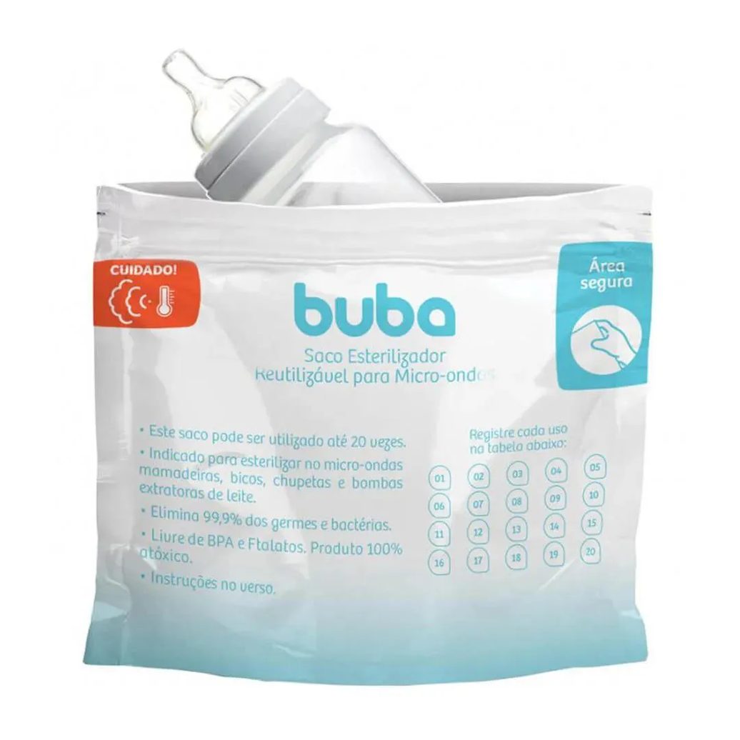 Saco Esterilizador Reutilizável Para Microondas C/6 Buba