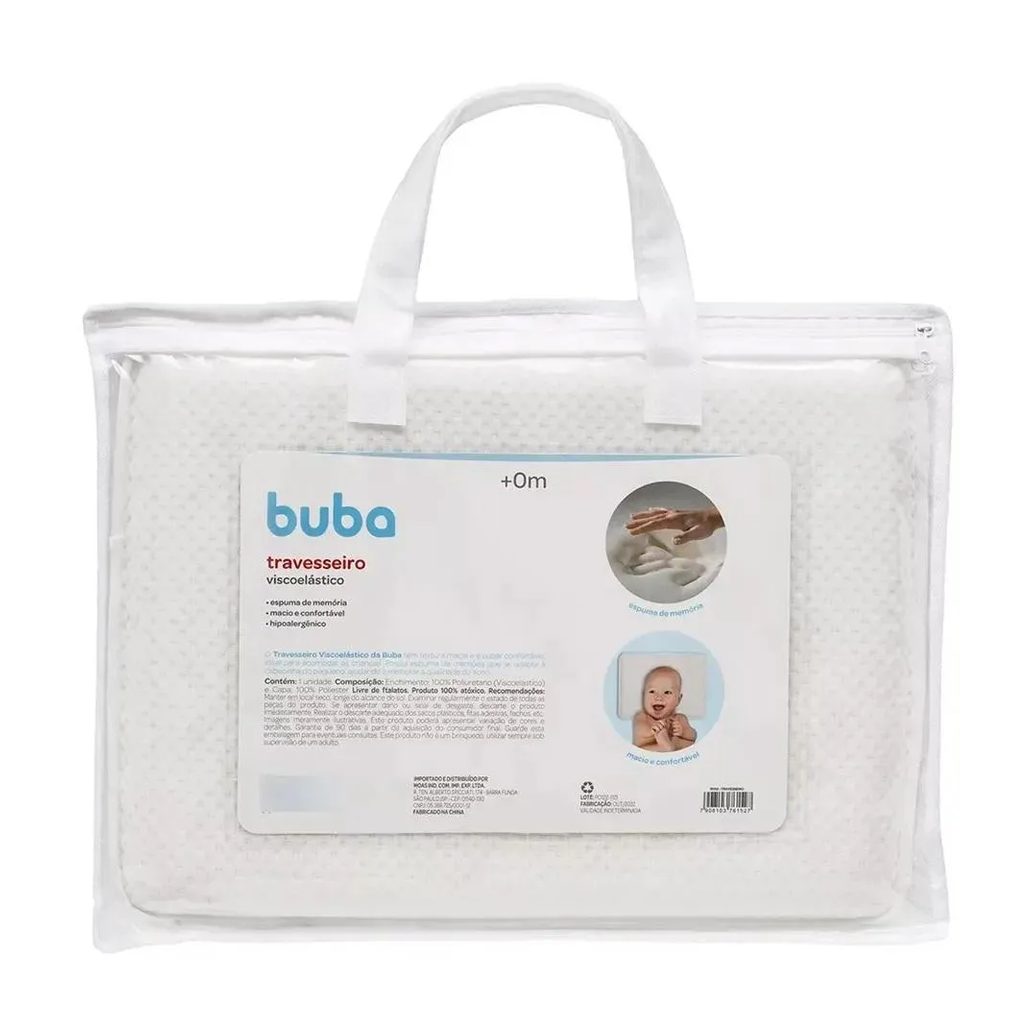Travesseiro Viscoelástico Para Bebês Branco +0M Buba
