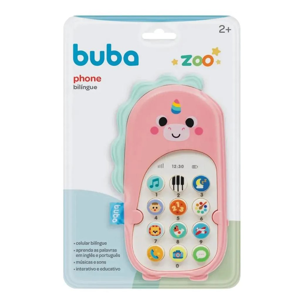 Celular Phone Bilíngue Baby Zoo Unicórnio +2Anos Buba