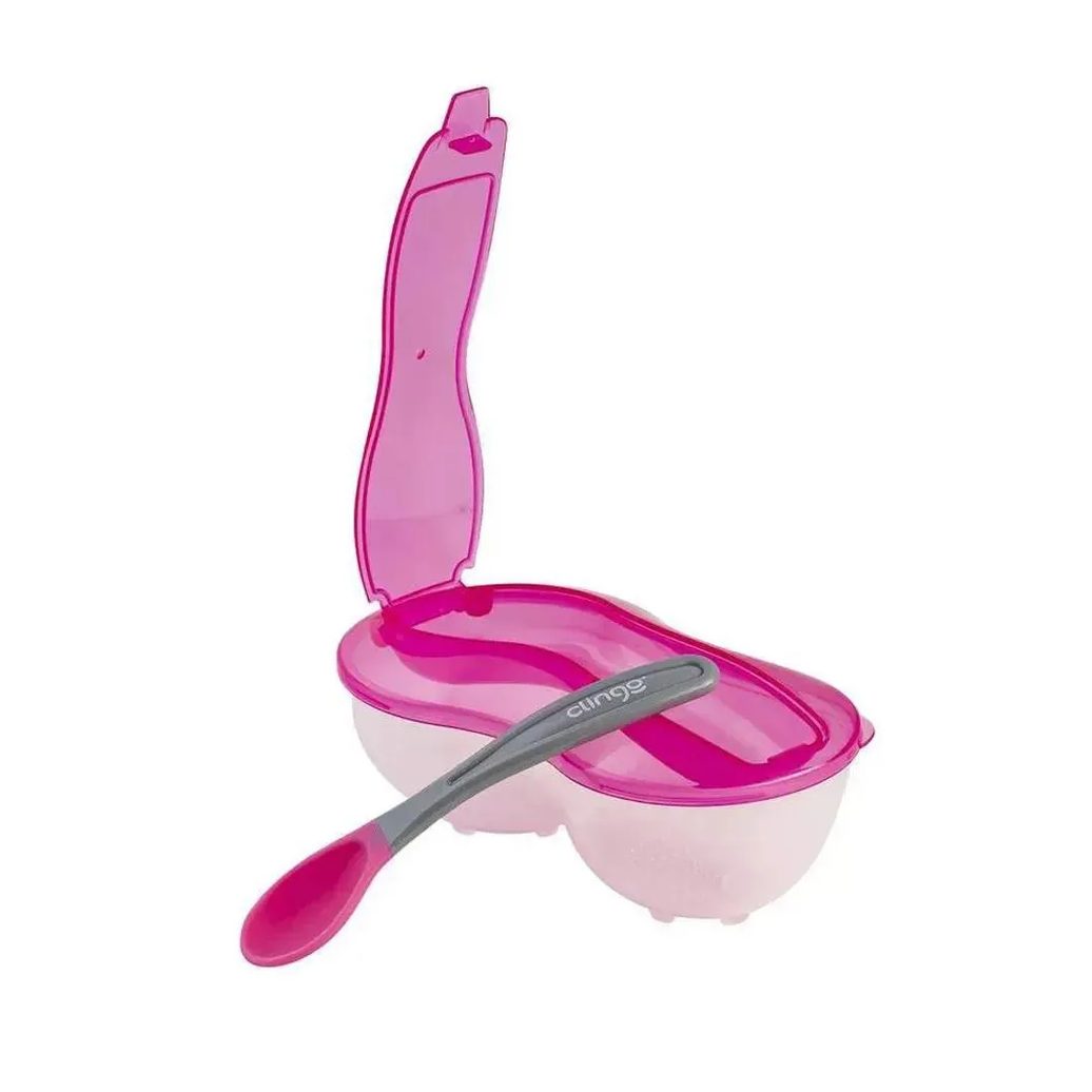 Prato Com Divisória E Colher Rosa +6M Clingo