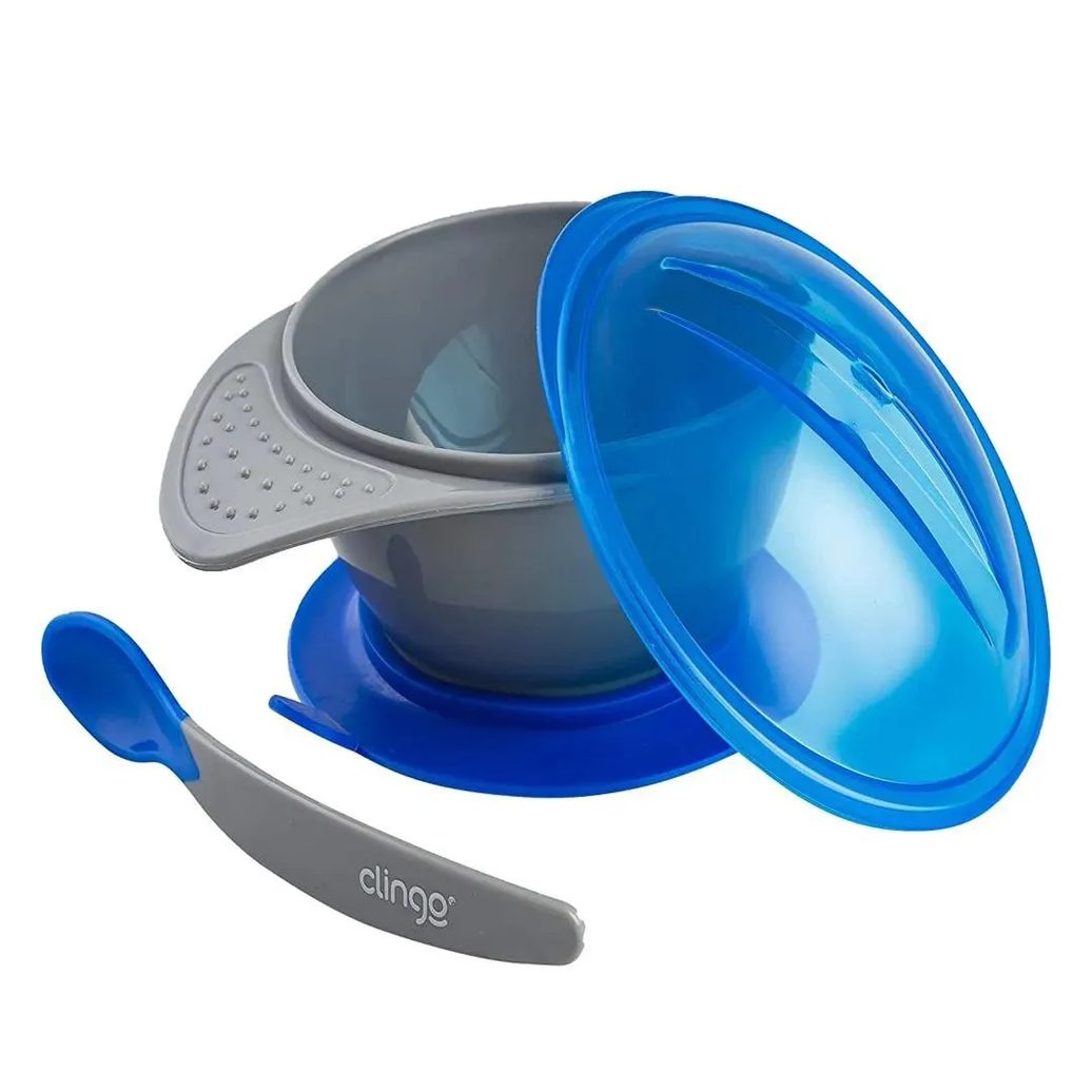 Prato Com Ventosa E Colher Azul +6M Clingo