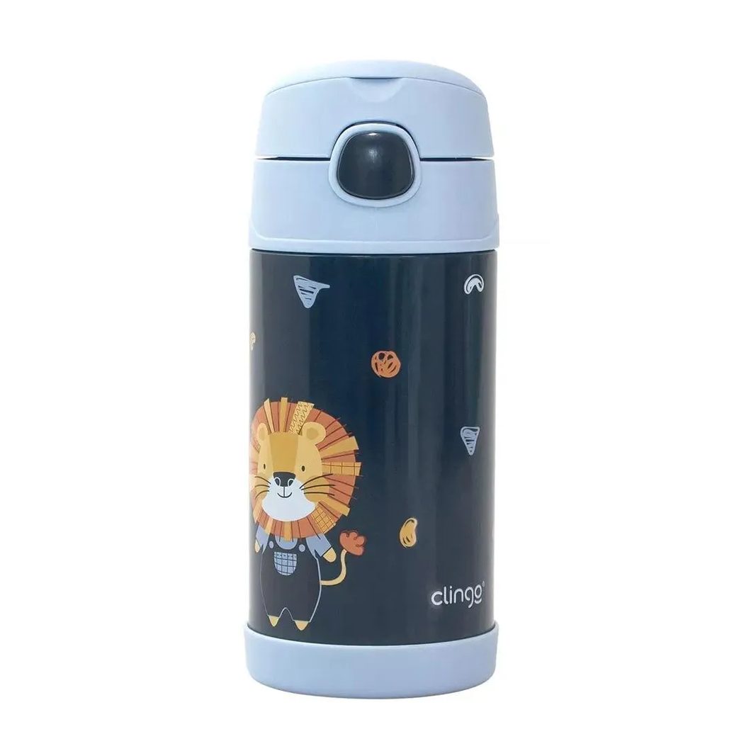 Garrafinha Térmica Com Canudo 310Ml Luke Azul Clingo