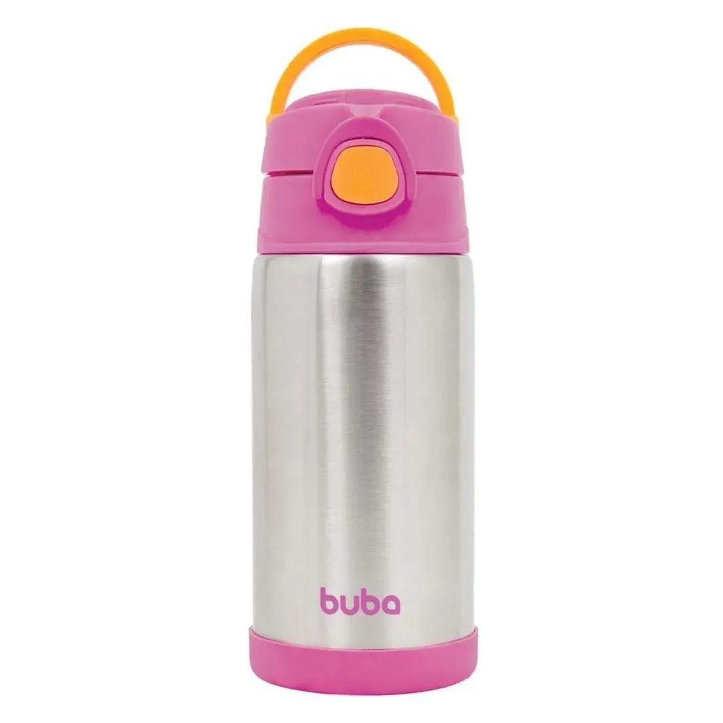 Garrafinha Térmica Inox 400Ml Rosa Buba