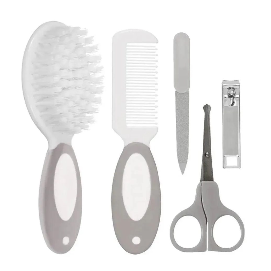 Kit Cuidados De Higiene Para Bebê Cinza Buba